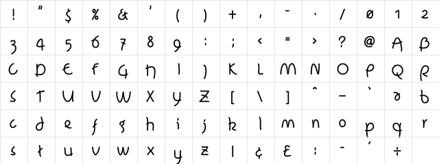 LoosieGoosie Regular  glyph index