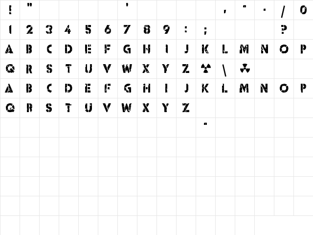 ICBM SS-25 Regular  glyph index