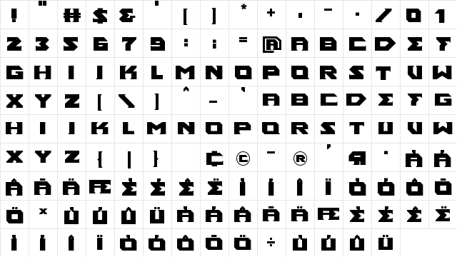 Ancient God Bold  glyph index