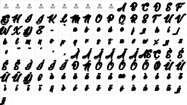 Master of Comics Back Personal Regular  glyph index