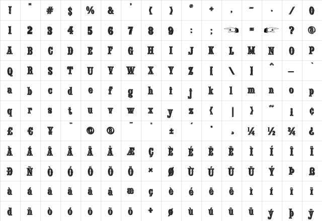 Saloon Girl Inline Regular  glyph index