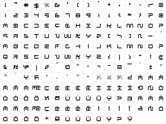 Sagan Regular  glyph index