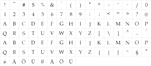Cone Of Silence Regular  glyph index