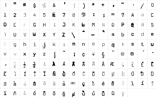 Magda Medium  glyph index