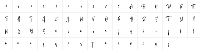 Attila Regular  glyph index