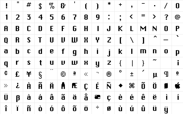 ChicagoLaser Medium  glyph index