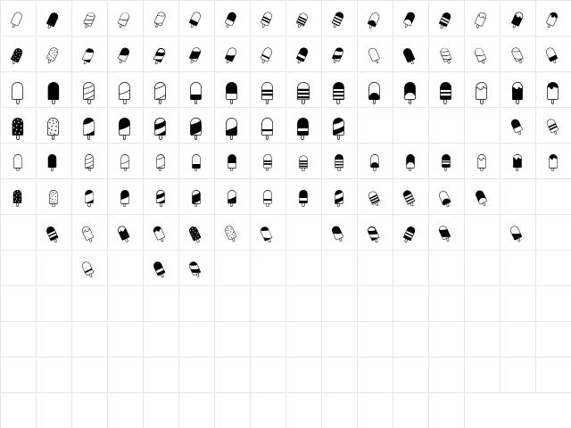Ice Lolly Ding Regular  glyph index