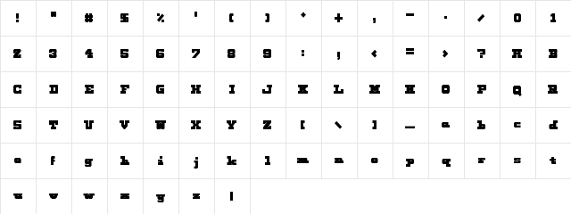 Masphalt Regular  glyph index
