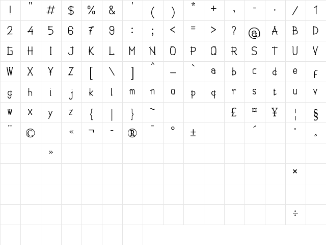 StiXuits Regular  glyph index