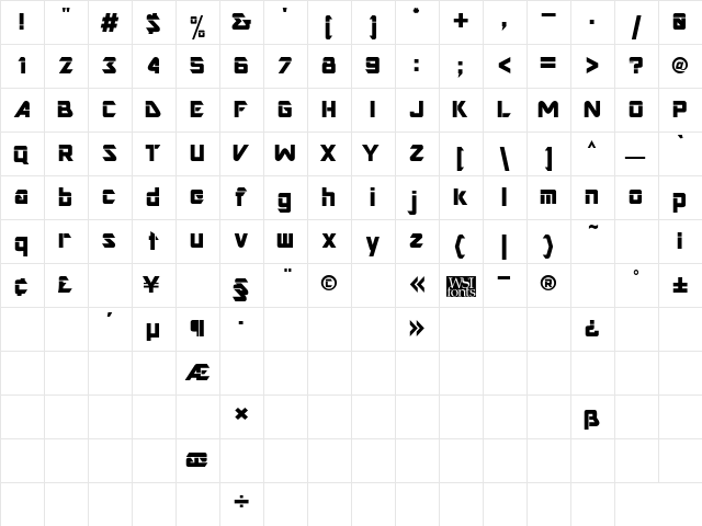 Nesbitt Bold  glyph index