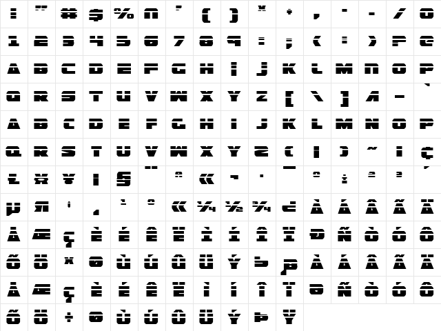 Guardian Laser Regular  glyph index