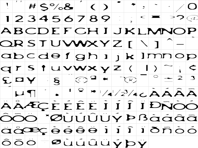 AchillesBlurLight Extended  glyph index