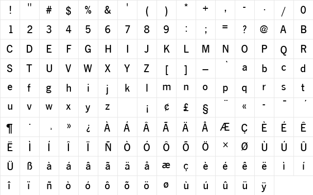 NewsGotTMedRo1 Regular  glyph index