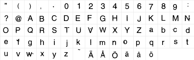Bailando Regular  glyph index