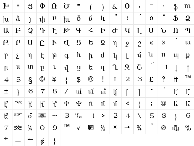Alik Regular  glyph index