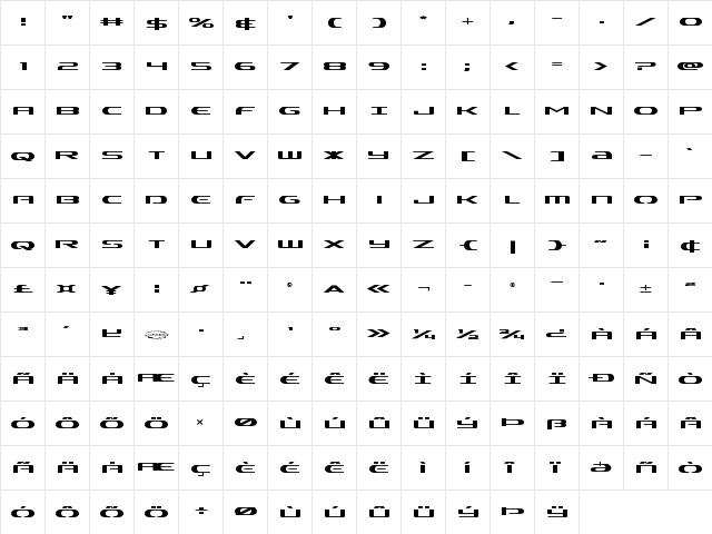 Alpha Men Expanded Expanded  glyph index