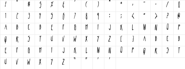 Belizarius Regular  glyph index