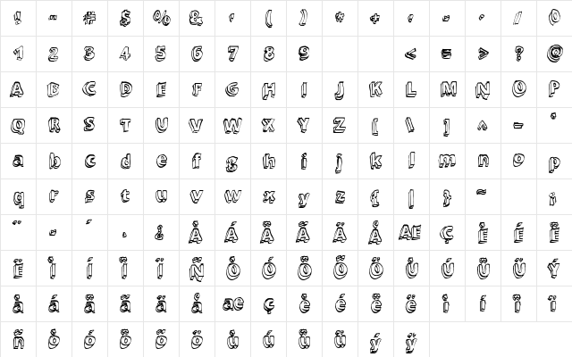 Brewski Regular  glyph index