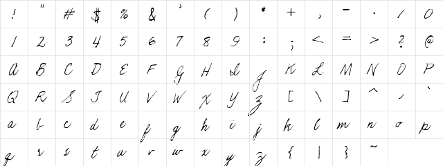Seconds Regular  glyph index