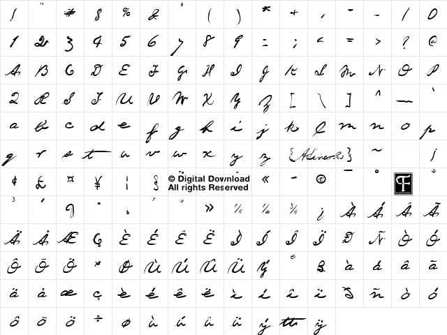 Lincoln Fourscore Regular  glyph index