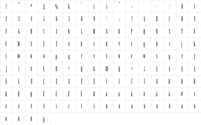 Goldwater Plain  glyph index