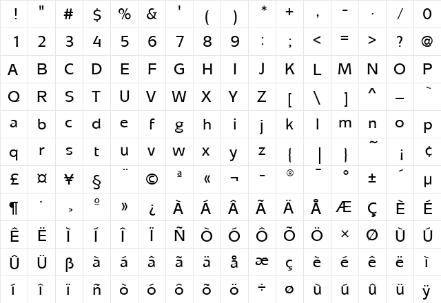 MixageMdITC Medium  glyph index