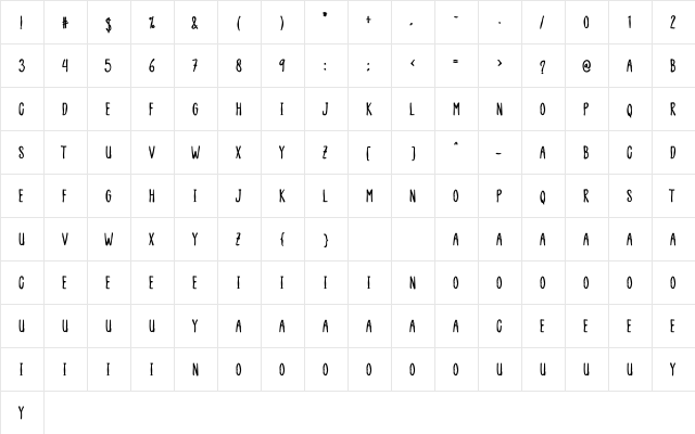 DOODLE UNIQUE Regular  glyph index