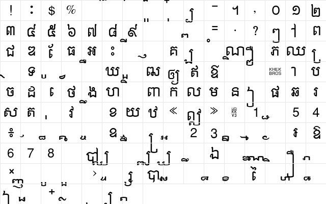 Anlongvill Regular  glyph index