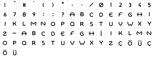 Retrospective Regular  glyph index