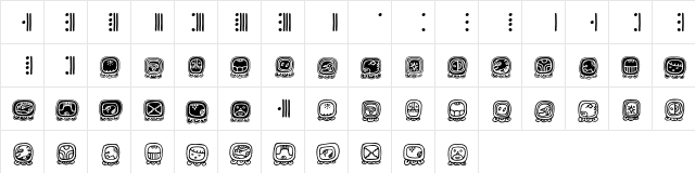 MayaDayNames Regular  glyph index