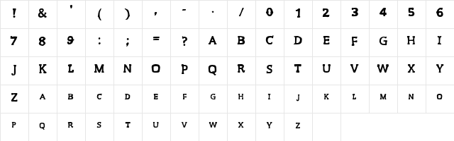 Muchachos Regular  glyph index