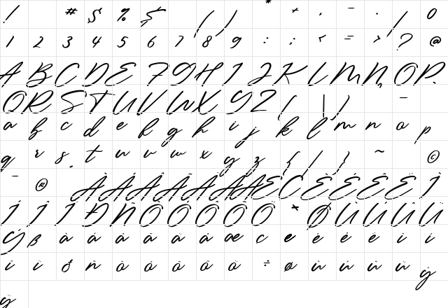 Sieroty Regular  glyph index