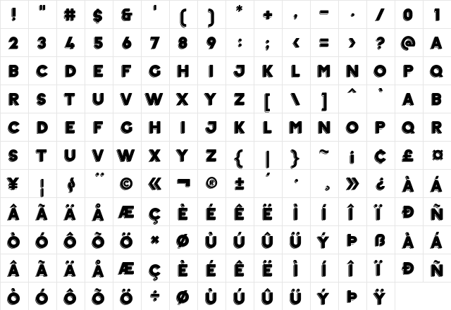 Ephesus extrabold shadow ExtraBold  glyph index