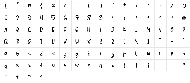 Mr. Kebab Demo Regular  glyph index