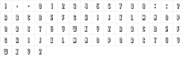 Hindenburg Condensed Shadow Regular  glyph index