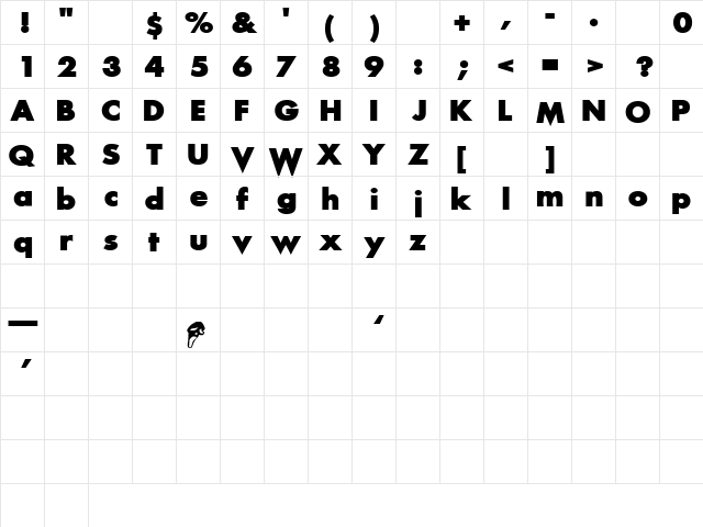 Scream alternative Regular  glyph index