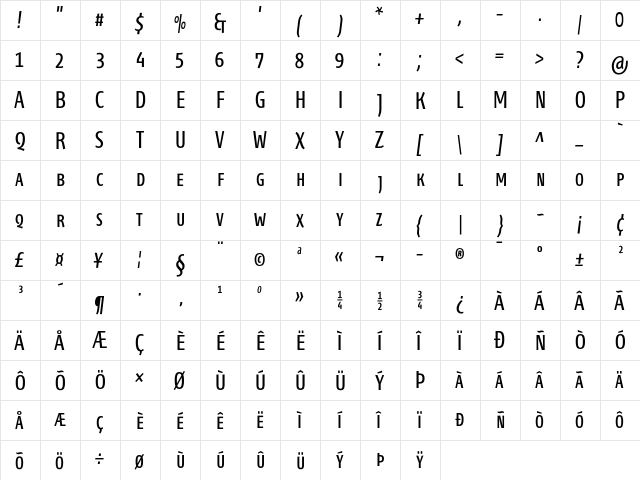 Fontana ND Ee SC Normal  glyph index