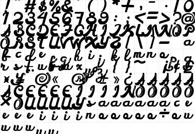 Syarief  Humble Regular  glyph index