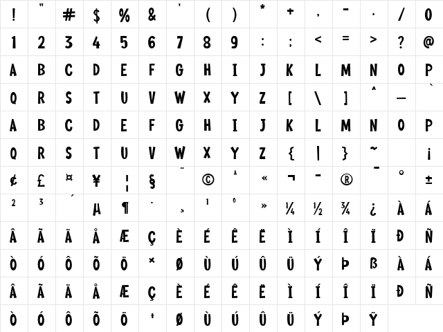 Ginger Soda Regular  glyph index