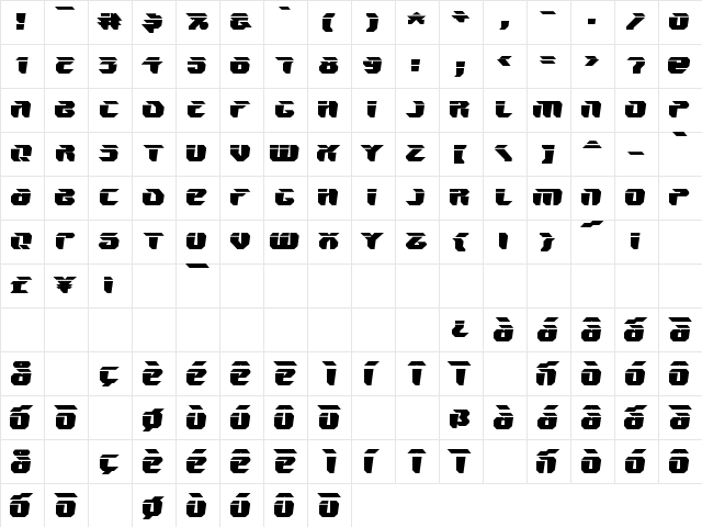 V5 Ampon Warped  glyph index