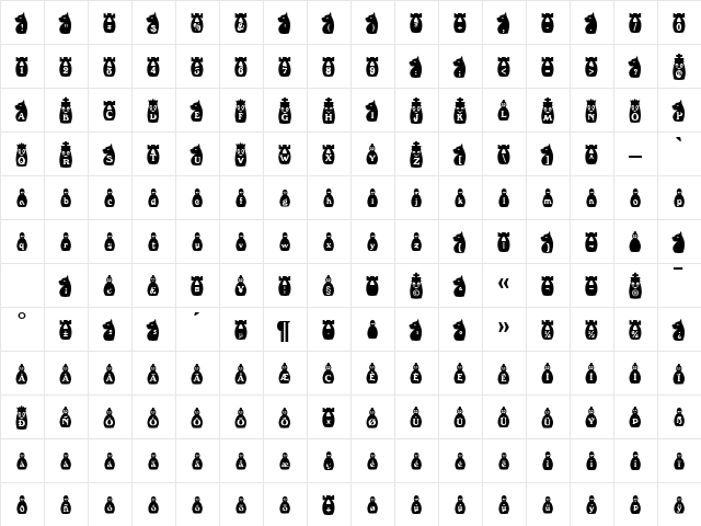 ChessBlack Becker Normal  glyph index