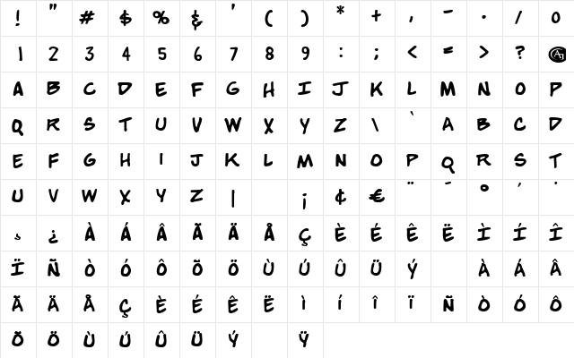Snowfall Regular  glyph index