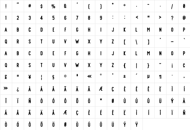 Offlander Rough Regular  glyph index