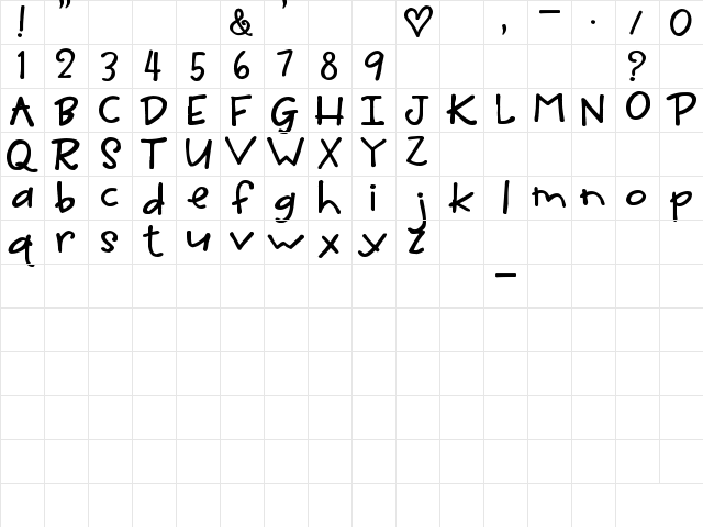 His Name Is Honey Regular  glyph index