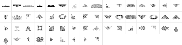 Victorian Free Ornaments Regular  glyph index