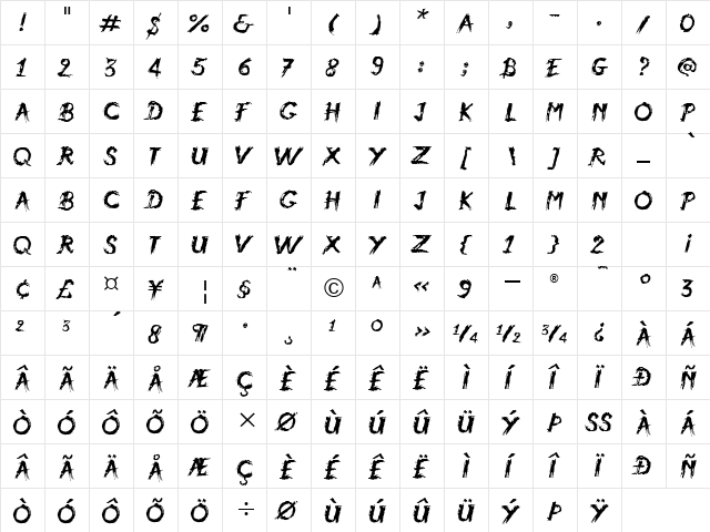 AtmosphereITC TT Regular  glyph index