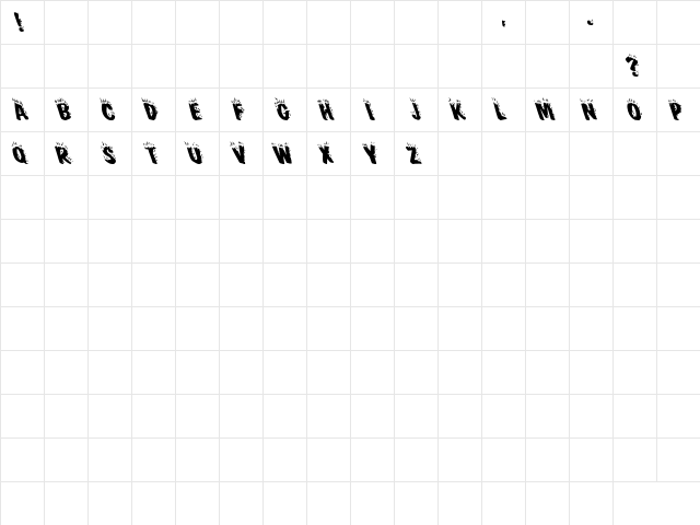 Crack Fir Lefty Regular  glyph index