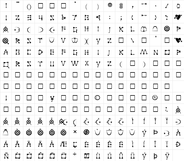 FZ UNIQUE 1 Normal  glyph index