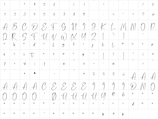Dollamin Regular  glyph index