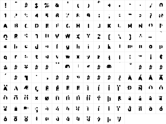 Dirty Four  glyph index